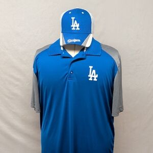 Genuine LA Dodgers Royal Blue & Gray Cool Dri-fit Polo Shirt XXL + Cap Bundle!!